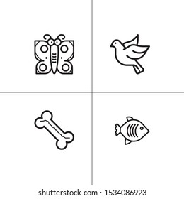 Animals wild and pets lineal icon set