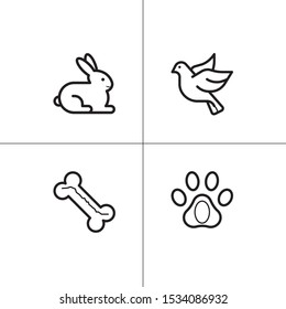 Animals wild and pets lineal icon set