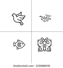 Animals wild and pets lineal icon set