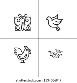 Animals wild and pets lineal icon set