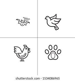 Animals wild and pets lineal icon set