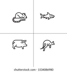Animals wild and pets lineal icon set