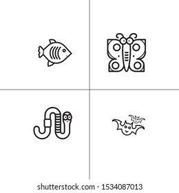 Animals wild and pets lineal icon set