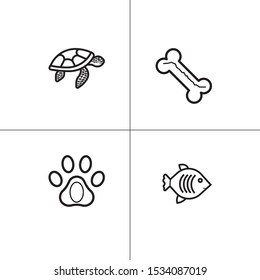 Animals wild and pets lineal icon set