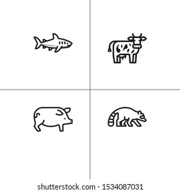 Animals wild and pets lineal icon set