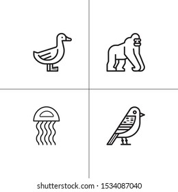 Animals wild and pets lineal icon set