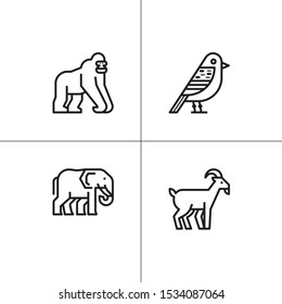 Animals wild and pets lineal icon set