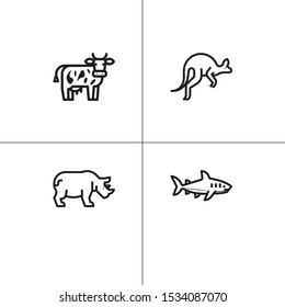 Animals wild and pets lineal icon set