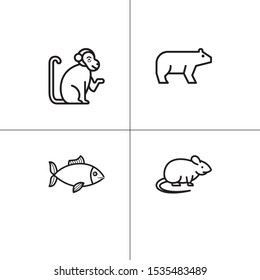 Animals wild and pets lineal icon set
