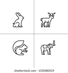 Animals wild and pets lineal icon set