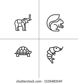 Animals wild and pets lineal icon set
