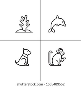 Animals wild and pets lineal icon set