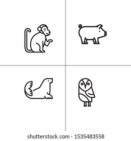 Animals wild and pets lineal icon set