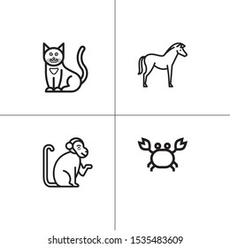 Animals wild and pets lineal icon set