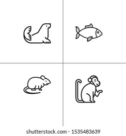 Animals wild and pets lineal icon set