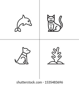 Animals wild and pets lineal icon set