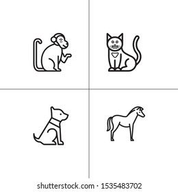 Animals wild and pets lineal icon set