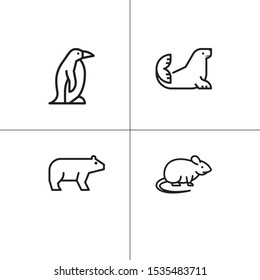 Animals wild and pets lineal icon set