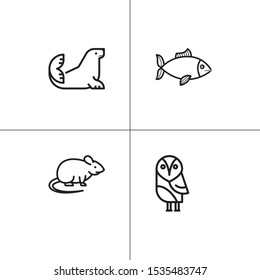 Animals wild and pets lineal icon set