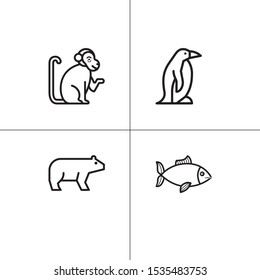 Animals wild and pets lineal icon set