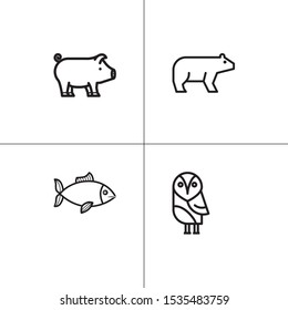 Animals wild and pets lineal icon set