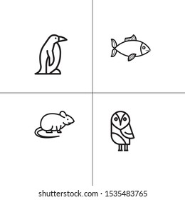 Animals wild and pets lineal icon set