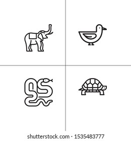 Animals wild and pets lineal icon set