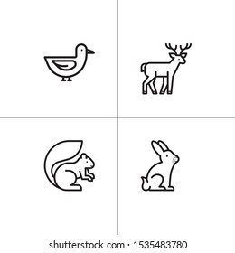 Animals wild and pets lineal icon set