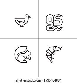 Animals wild and pets lineal icon set