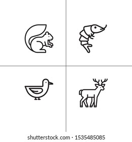 Animals wild and pets lineal icon set