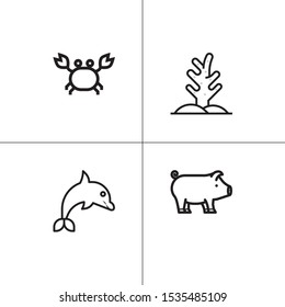 Animals wild and pets lineal icon set