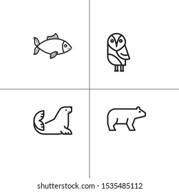 Animals wild and pets lineal icon set