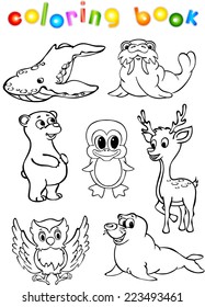 Animals wild set fourth coloring book. Vector illustration for children