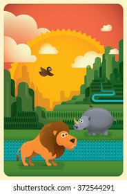Animals in the wild. Vector illustration.