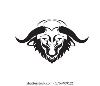 animals wildlife bison head logo vector