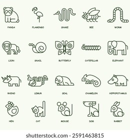 ANIMALS AND WILDLIFE ICON SET