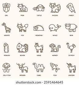 ANIMALS AND WILDLIFE ICON SET