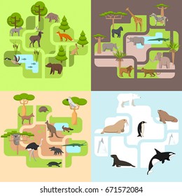 Animals of the world, a protected area, a hunting ground, a territory of the zoo