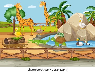 Animals at the zoo illustration