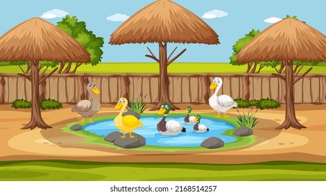 Animals at the zoo illustration