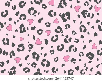 animal-skin paisley wallpaper-3d exotic animal leopard safari wild Realistic seamless rpeating pattern motif african animal-skin black-and-pink dot and heart. Apparel use and nature wallpaper.