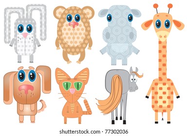 Animals.Vector cartoons Illustrations on white for design