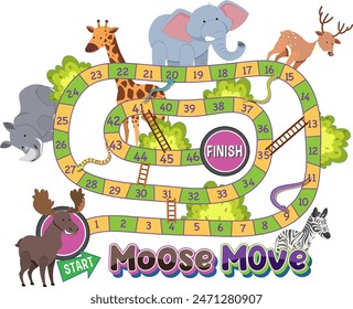 Animal-themed board game with colorful paths