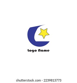 Animasu sticker logo with star moon vector or simple blue and yellow colors free