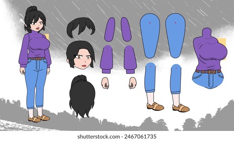 Animate 2D character, Animate parenting, Vector, art, beautiful, cartoon, character, collection, concept, design, drawing, drawn, dress, female, girl, graphic, group, happy, human, illustration, isola