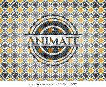 Animate  arabesque style badge. arabic decoration.