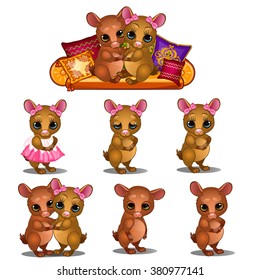 Animate the hamster. Sketch for wedding cards, invitation, poster element. Hamsters isolated on white background. Vector illustration.