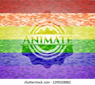 Animate  on mosaic background with the colors of the LGBT flag