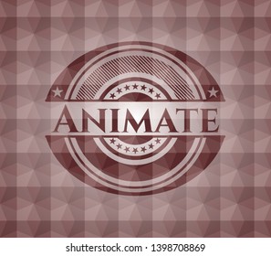Animate  red geometric emblem. Seamless.