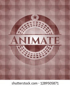 Animate  red seamless geometric emblem.